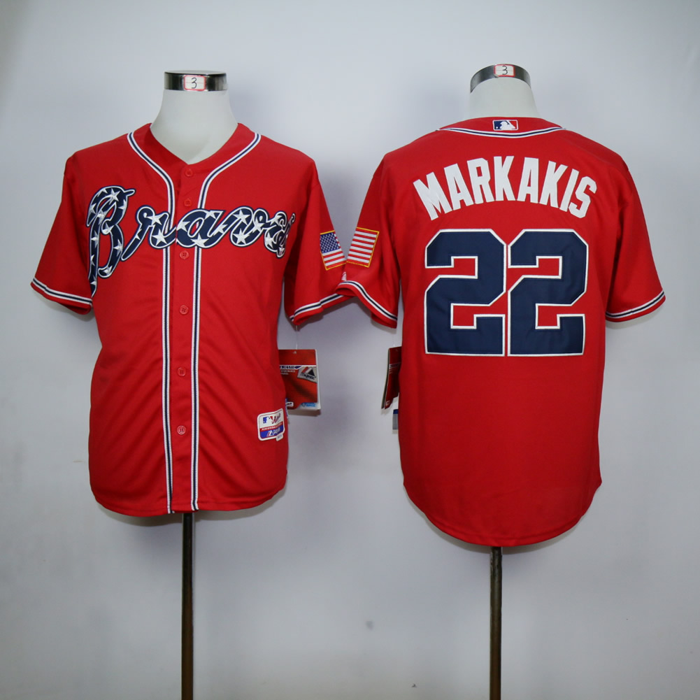 Men Atlanta Braves 22 Markakis Red MLB Jerseys